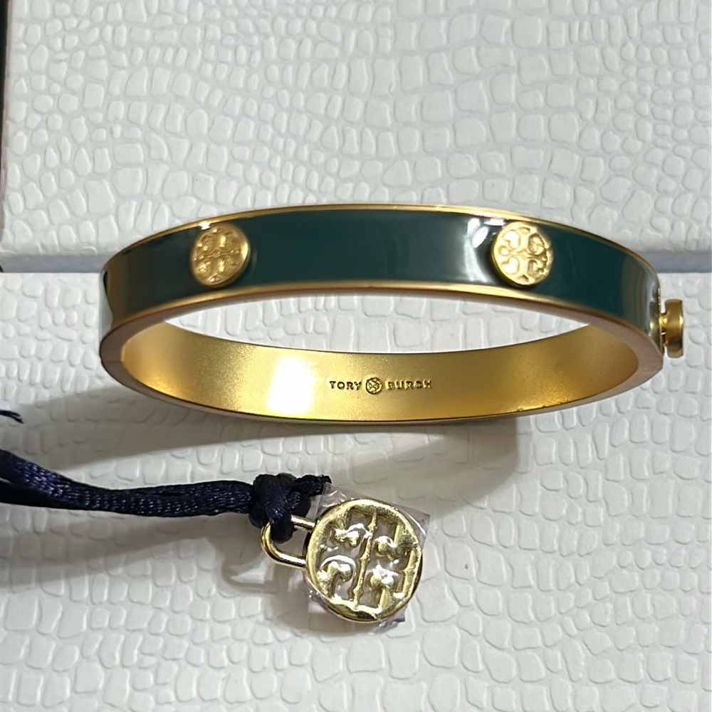 Tory Burch Forest Green and Gold Bangle